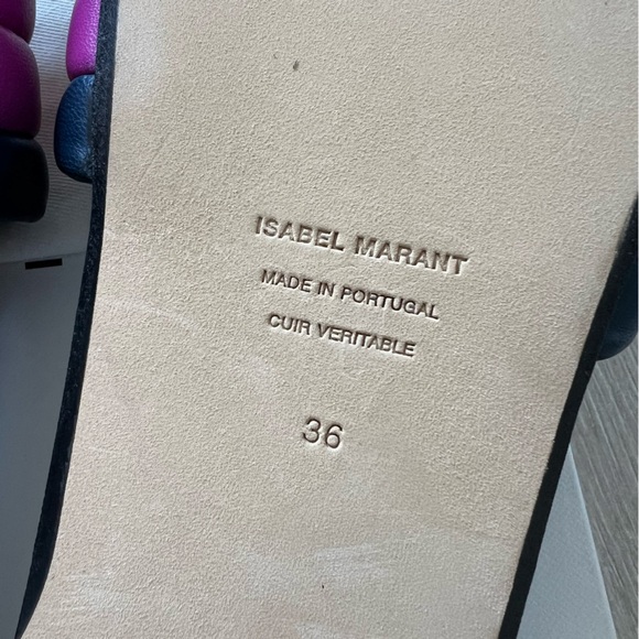 NEW in Box Isabel Murant Waikiki Helleah Striped Leather Slides Sandals Size 6 - Picture 7 of 10